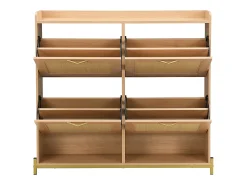 Móvel De Arrumação|Sapateira*Hauss Spole Sapateira com 4 portas em rattan - Base em metal - Cor carvalho claro Natural claro