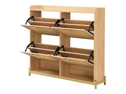 Móvel De Arrumação|Sapateira*Hauss Spole Sapateira com 4 portas em rattan - Base em metal - Cor carvalho claro Natural claro