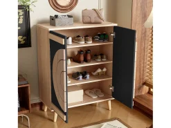 Best Hauss Spole Sapateira com 2 portas redondas geométricas - e bege claro Preto