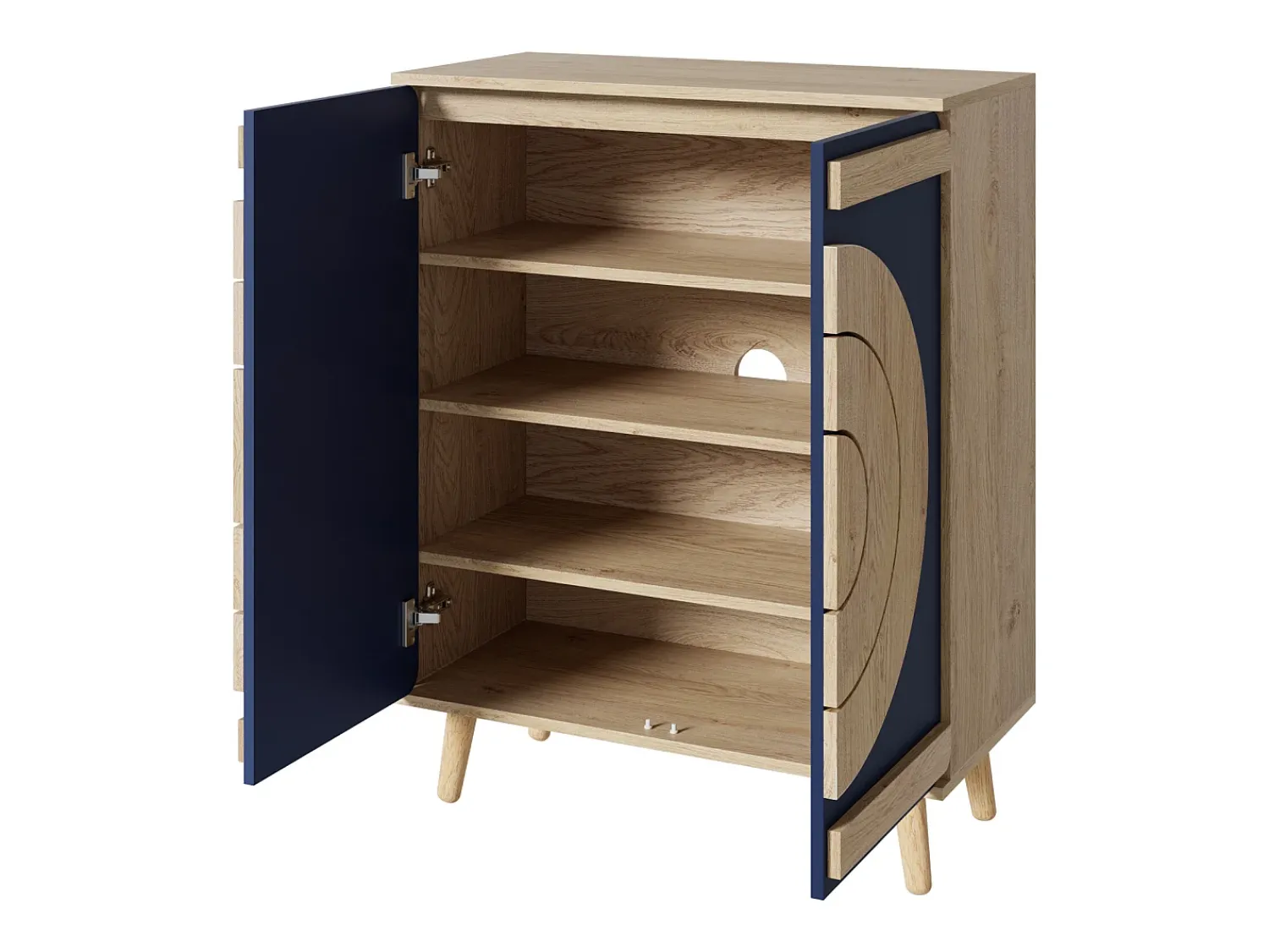 Móvel De Arrumação|Sapateira*Hauss Spole Sapateira com 2 portas redondas geométricas - e bege claro Azul