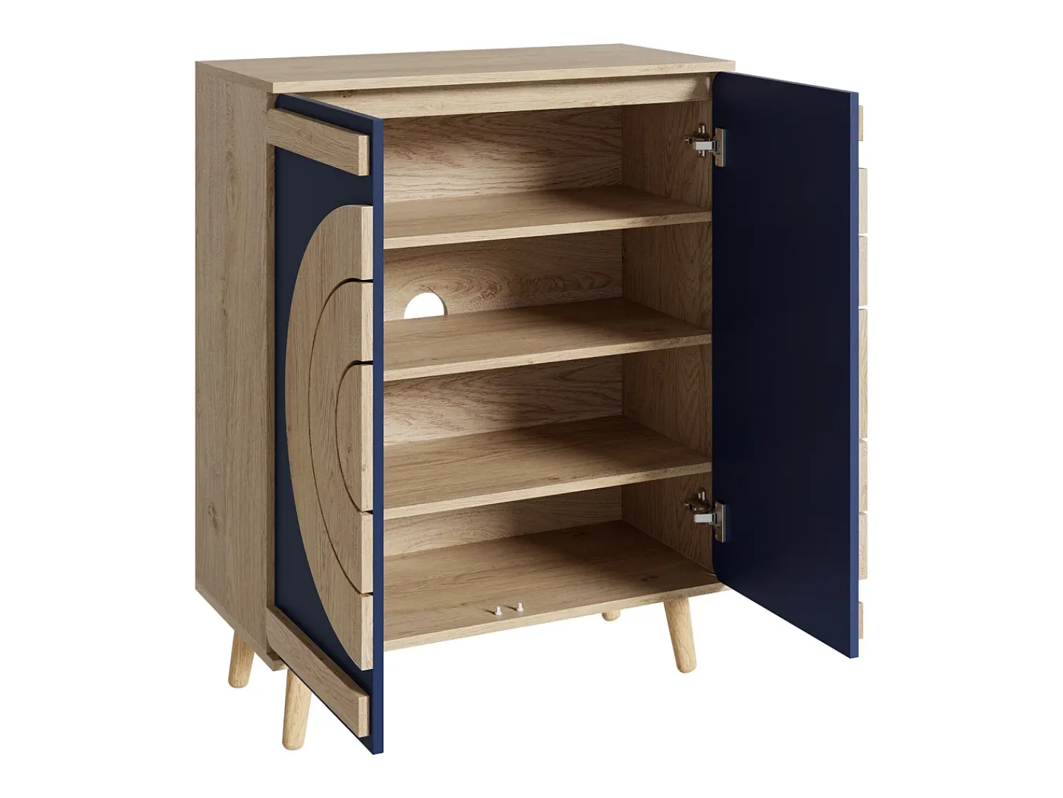 Móvel De Arrumação|Sapateira*Hauss Spole Sapateira com 2 portas redondas geométricas - e bege claro Azul