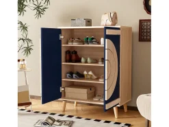 Móvel De Arrumação|Sapateira*Hauss Spole Sapateira com 2 portas redondas geométricas - e bege claro Azul