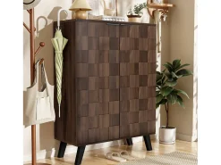 Discount Hauss Spole Sapateira com 5 prateleiras em madeira escura, 80 x 35,5 x 110 cm - prateleiras ajustáveis Natural escuro