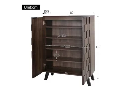 Discount Hauss Spole Sapateira com 5 prateleiras em madeira escura, 80 x 35,5 x 110 cm - prateleiras ajustáveis Natural escuro