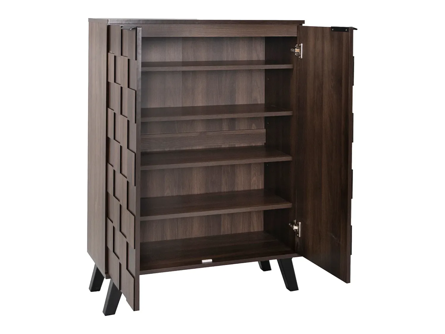 Discount Hauss Spole Sapateira com 5 prateleiras em madeira escura, 80 x 35,5 x 110 cm - prateleiras ajustáveis Natural escuro