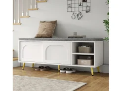 Merax Sapateira com assento acolchoado - 121 x 35 x 49 cm - Banco para sapatos com espaço de armazenamento - aglomerado -^ Móvel De Arrumação|Sapateira
