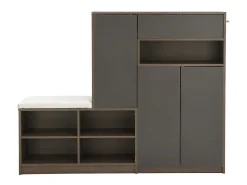 Best Merax Sapateira com bancada, 3 portas e 1 gaveta - 140 x 35 x 110 cm - Aglomerado - Cinza Cinzento
