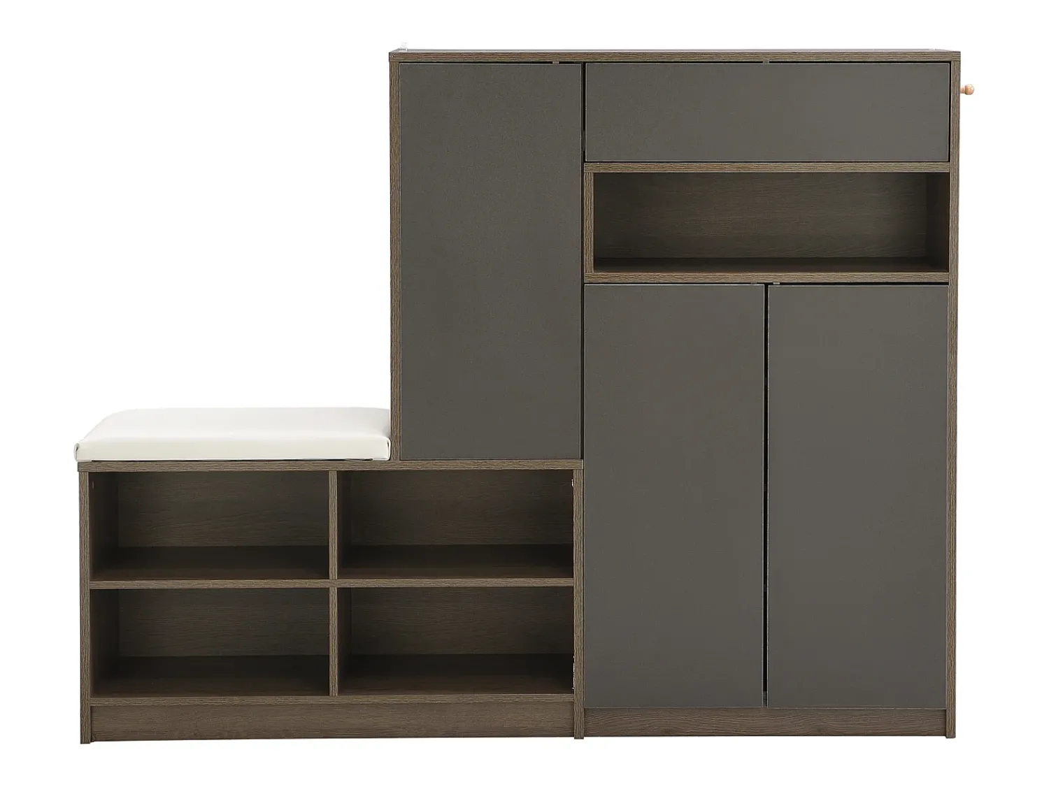 Best Merax Sapateira com bancada, 3 portas e 1 gaveta - 140 x 35 x 110 cm - Aglomerado - Cinza Cinzento