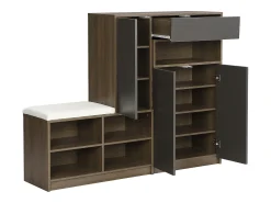 Best Merax Sapateira com bancada, 3 portas e 1 gaveta - 140 x 35 x 110 cm - Aglomerado - Cinza Cinzento