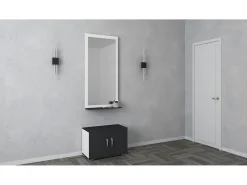 Móvel De Arrumação|Sapateira* Sapateira com espelho Como, Antracite/Branco, C 66 cm Cinza antracite