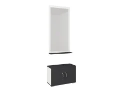 Móvel De Arrumação|Sapateira* Sapateira com espelho Como, Antracite/Branco, C 66 cm Cinza antracite
