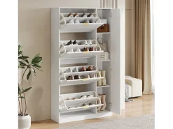 Móvel De Arrumação|Sapateira*Hauss Spole Sapateira com espelho e 5 portas - Branca 80x24x147 cm Branco