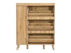Móvel De Arrumação|Sapateira*Hauss Spole Sapateira com espelho e 4 portas - Madeira MDF - Cor da madeira Natural claro