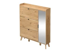 Móvel De Arrumação|Sapateira*Hauss Spole Sapateira com espelho e 4 portas - Madeira MDF - Cor da madeira Natural claro