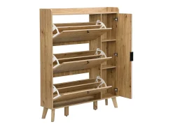 Móvel De Arrumação|Sapateira*Hauss Spole Sapateira com espelho e 4 portas - Madeira MDF - Cor da madeira Natural claro