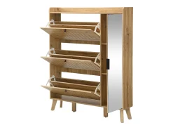 Móvel De Arrumação|Sapateira*Hauss Spole Sapateira com espelho e 4 portas - Madeira MDF - Cor da madeira Natural claro