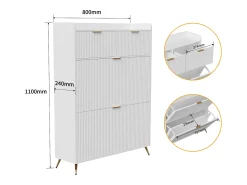 Sapateira com pés de metal, gavetas e divisórias ajustáveis, branca, 80 x 24 x 110 cm^ Móvel De Arrumação|Sapateira