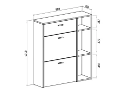 New Skraut Home Sapateira cor Cinzento antracite e Carvalho, 90x26x102cm Natural claro