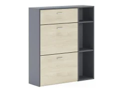 New Skraut Home Sapateira cor Cinzento antracite e Carvalho, 90x26x102cm Natural claro