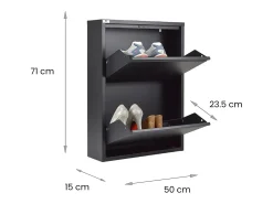 Móvel De Arrumação|Sapateira|Dmora Sapateira Dabadí, Sapateira de metal,Armário de entrada múltiplaUso, Armário de calçado, 50x15h71 cm, Preto