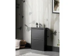 Móvel De Arrumação|Sapateira|Dmora Sapateira Dabadí, Sapateira de metal,Armário de entrada múltiplaUso, Armário de calçado, 50x15h71 cm, Preto