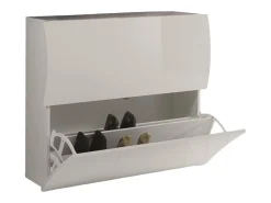 Dmora Sapateira Dabayom, Armário multiuso com 2 portas dobráveis, Sapateira de entrada, 100% Fabricado na Itália, 101x27h82 cm, brilhante Branco