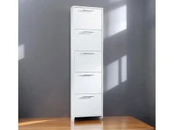 Móvel De Arrumação|Sapateira*Dmora Sapateira Dafne, Móvel de entrada multiuso com 5 portas, Sapateira moderna com prateleiras, 100% Fabricado na Itália, 50x18h178 cm, Branco