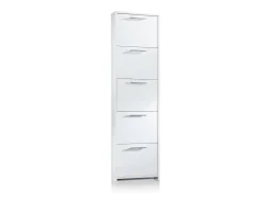 Móvel De Arrumação|Sapateira*Dmora Sapateira Dafne, Móvel de entrada multiuso com 5 portas, Sapateira moderna com prateleiras, 100% Fabricado na Itália, 50x18h178 cm, Branco