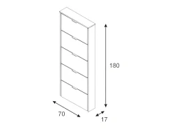 Dmora Sapateira Danobile, Sapateira com 5 portas dobráveis, Sapateira de entrada alta, Sapateira moderna, 70x17h180 cm, brilhante^ Móvel De Arrumação|Sapateira