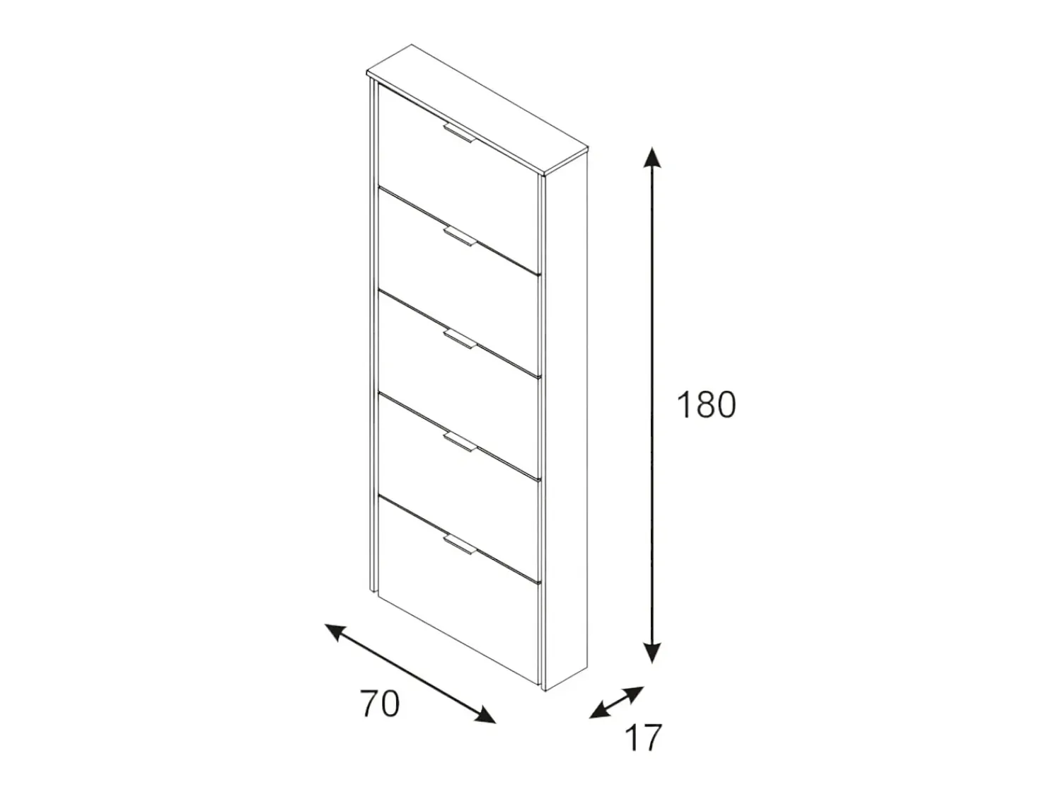 Dmora Sapateira Danobile, Sapateira com 5 portas dobráveis, Sapateira de entrada alta, Sapateira moderna, 70x17h180 cm, brilhante^ Móvel De Arrumação|Sapateira