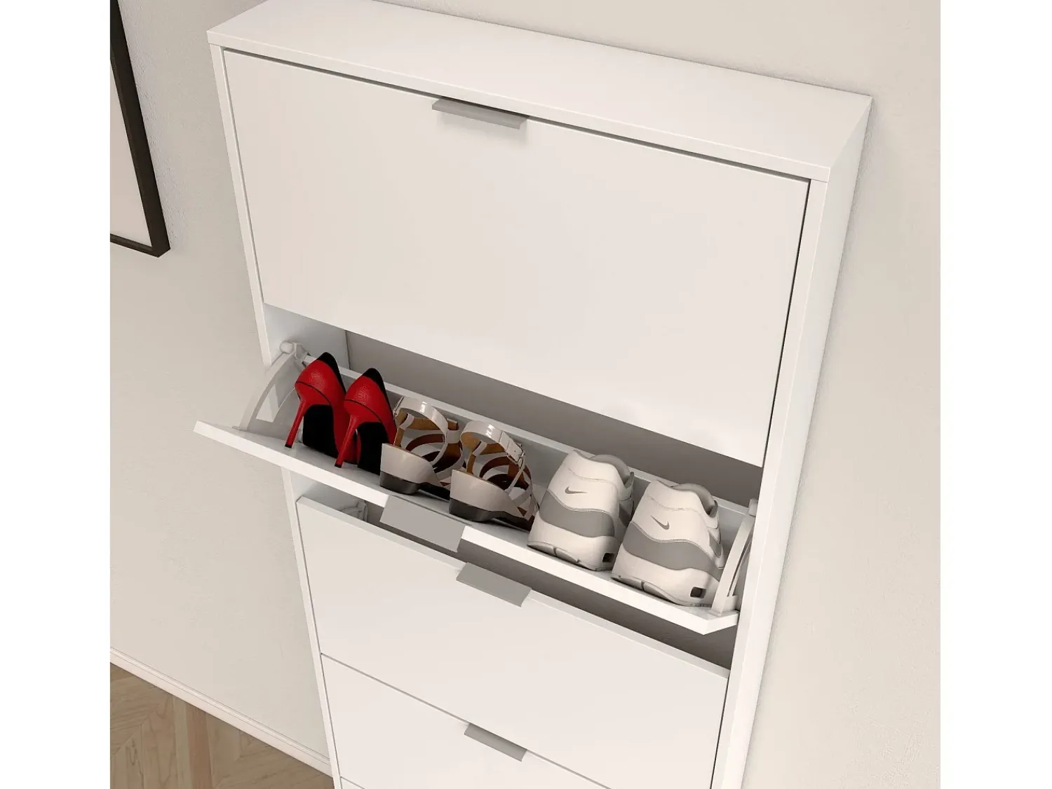 Dmora Sapateira Danobile, Sapateira com 5 portas dobráveis, Sapateira de entrada alta, Sapateira moderna, 70x17h180 cm, brilhante^ Móvel De Arrumação|Sapateira
