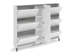Móvel De Arrumação|Sapateira*Dmora Sapateira Daskildse, Sapateira, Armário de entrada multiuso, Armário de calçado, Made in Italy, 169x25h136 cm, brilhante Branco