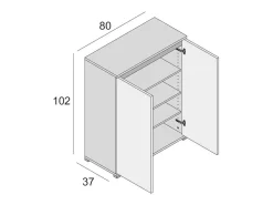 Dmora Sapateira DbAllarin, Armário multiuso, Sapateira economizador de espaço com 2 portas, Armário de arrumação com prateleiras, 100% Made in Italy, 80x37h102 cm, Olmo^ Móvel De Arrumação|Sapateira