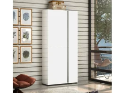 Móvel De Arrumação|Sapateira*Dmora Sapateira Dbarbierat, Armário de sapatos, Armário de entrada multiuso, Armário para calçado, Made in Italy, 91x33h196 cm, brilhante e Antracite Branco