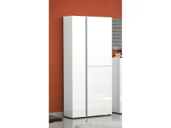 Móvel De Arrumação|Sapateira*Dmora Sapateira Dbarbierat, Armário de sapatos, Armário de entrada multiuso, Armário para calçado, Made in Italy, 91x33h196 cm, brilhante e Antracite Branco