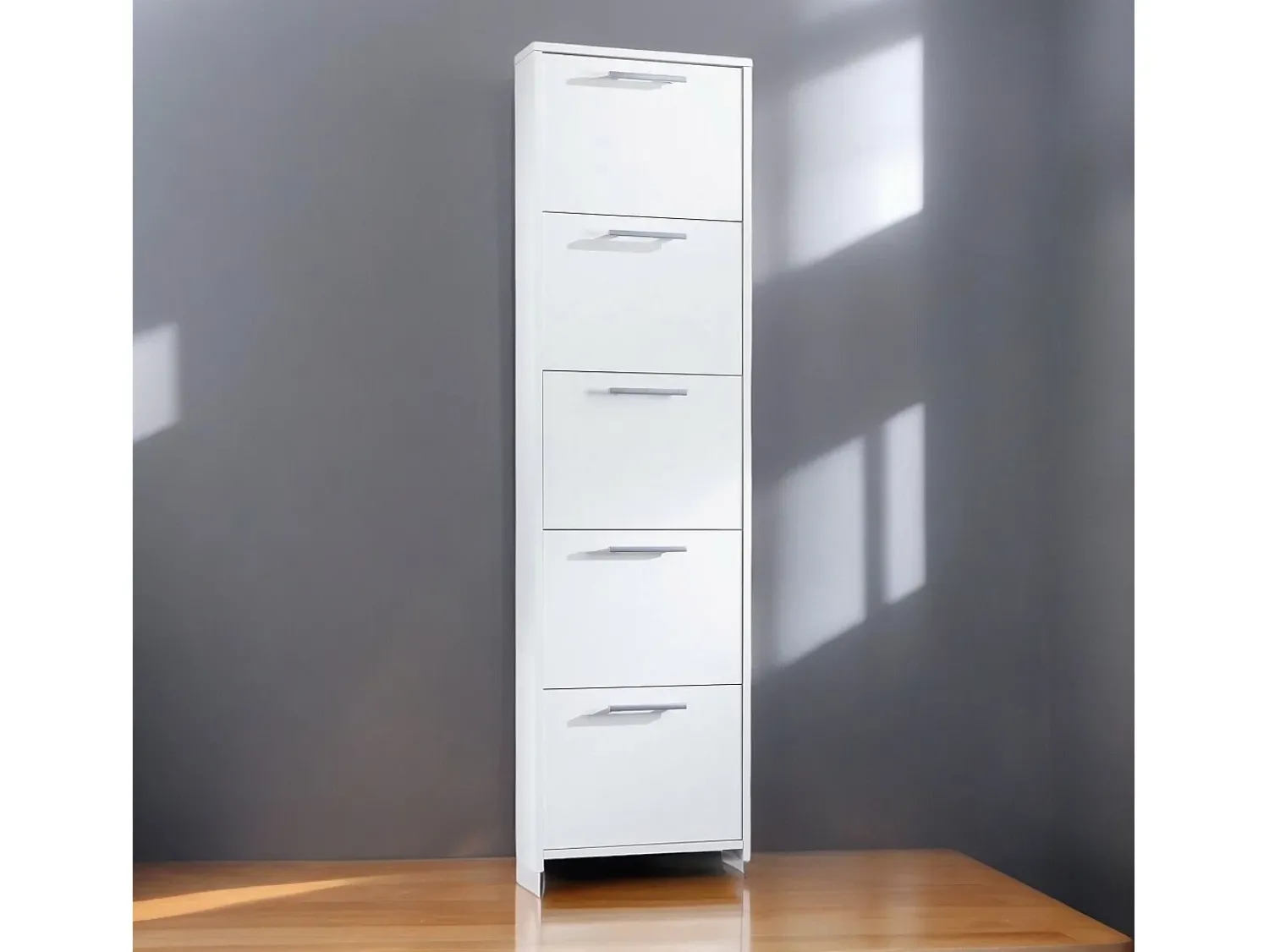 Dmora Sapateira Dbusi, armário de entrada multiuso com 5 portas, sapateira moderna com prateleiras, 100% Fabricado na Itália, 50x18h178 cm,^ Móvel De Arrumação|Sapateira
