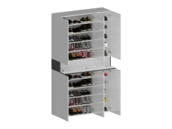 Móvel De Arrumação|Sapateira|Dmora Sapateira Dcancellier, Sapateira com 7 portas, Armário de entrada multifuncional, 114x38h200 cm, Branco e Ardósia Cinzento