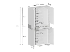 Móvel De Arrumação|Sapateira|Dmora Sapateira Dcancellier, Sapateira com 7 portas, Armário de entrada multifuncional, 114x38h200 cm, Branco e Ardósia Cinzento