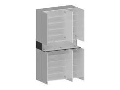 Móvel De Arrumação|Sapateira|Dmora Sapateira Dcancellier, Sapateira com 7 portas, Armário de entrada multifuncional, 114x38h200 cm, Branco e Ardósia Cinzento