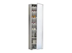 Sale Dmora Sapateira Dcandel, móvel de entrada multiuso com porta espelhada, sapateira moderna com 7 prateleiras, 100% Fabricado na Itália, 50x32hx182 cm, Branco