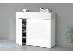 Dmora Sapateira Dcanestrell, Sapateira com 4 portas que economiza espaço,Armário de entrada multifuncional, 114x38h100 cm, com efeito larício^ Móvel De Arrumação|Sapateira
