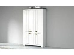 Dmora Sapateira Dchristense, Sapateira com 6 portas que economiza espaço, Armário de entrada multifuncional, 114x42h200 cm, Branco e Ardósia^ Móvel De Arrumação|Sapateira