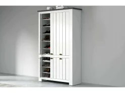 Dmora Sapateira Dchristense, Sapateira com 6 portas que economiza espaço, Armário de entrada multifuncional, 114x42h200 cm, Branco e Ardósia^ Móvel De Arrumação|Sapateira