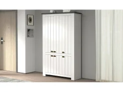 Dmora Sapateira Dchristense, Sapateira com 6 portas que economiza espaço, Armário de entrada multifuncional, 114x42h200 cm, Branco e Ardósia^ Móvel De Arrumação|Sapateira