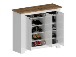 Dmora Sapateira Dcigarin, Porta-sapatos que economizam espaço com 3 portas, Armário de entrada multifuncional, 114x42h100 cm, Branco e Carvalho^ Móvel De Arrumação|Sapateira