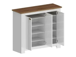 Dmora Sapateira Dcigarin, Porta-sapatos que economizam espaço com 3 portas, Armário de entrada multifuncional, 114x42h100 cm, Branco e Carvalho^ Móvel De Arrumação|Sapateira