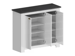 Online Dmora Sapateira Dcigarin, Sapateira com 3 portas com economia de espaço, Armário de entrada multifuncional, 114x42h100 cm, Branco e Ardósia Cinzento