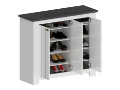 Online Dmora Sapateira Dcigarin, Sapateira com 3 portas com economia de espaço, Armário de entrada multifuncional, 114x42h100 cm, Branco e Ardósia Cinzento