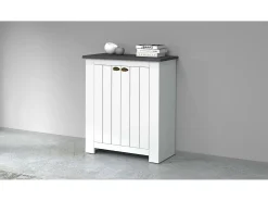 Hot Dmora Sapateira Dcittadin, Sapateira economizadora de espaço com 2 portas, Armário de entrada multifuncional, 84x42h100 cm, Branco e Ardósia Cinzento