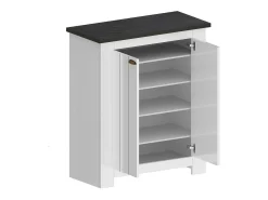 Hot Dmora Sapateira Dcittadin, Sapateira economizadora de espaço com 2 portas, Armário de entrada multifuncional, 84x42h100 cm, Branco e Ardósia Cinzento